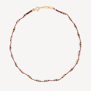 Lotus Ruby Zoisite Red Thread Necklace