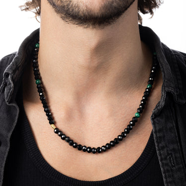 Collier Boho Malachite and Gold Rock