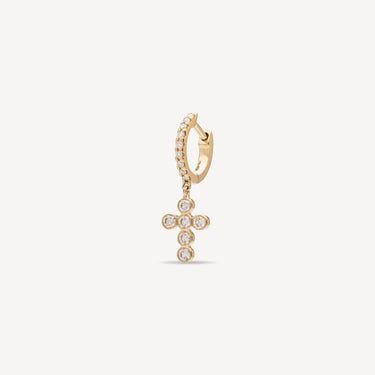 Yellow Gold Cross Earring Piercing