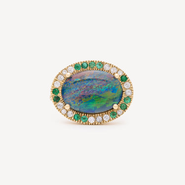 Bague Australian Opal Diamond Emerald