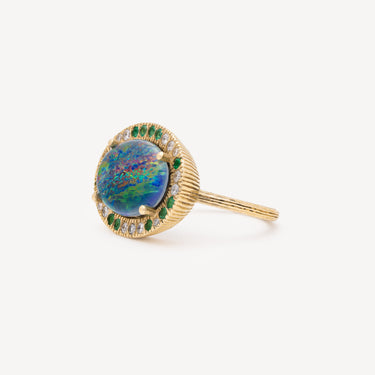 Bague Australian Opal Diamond Emerald