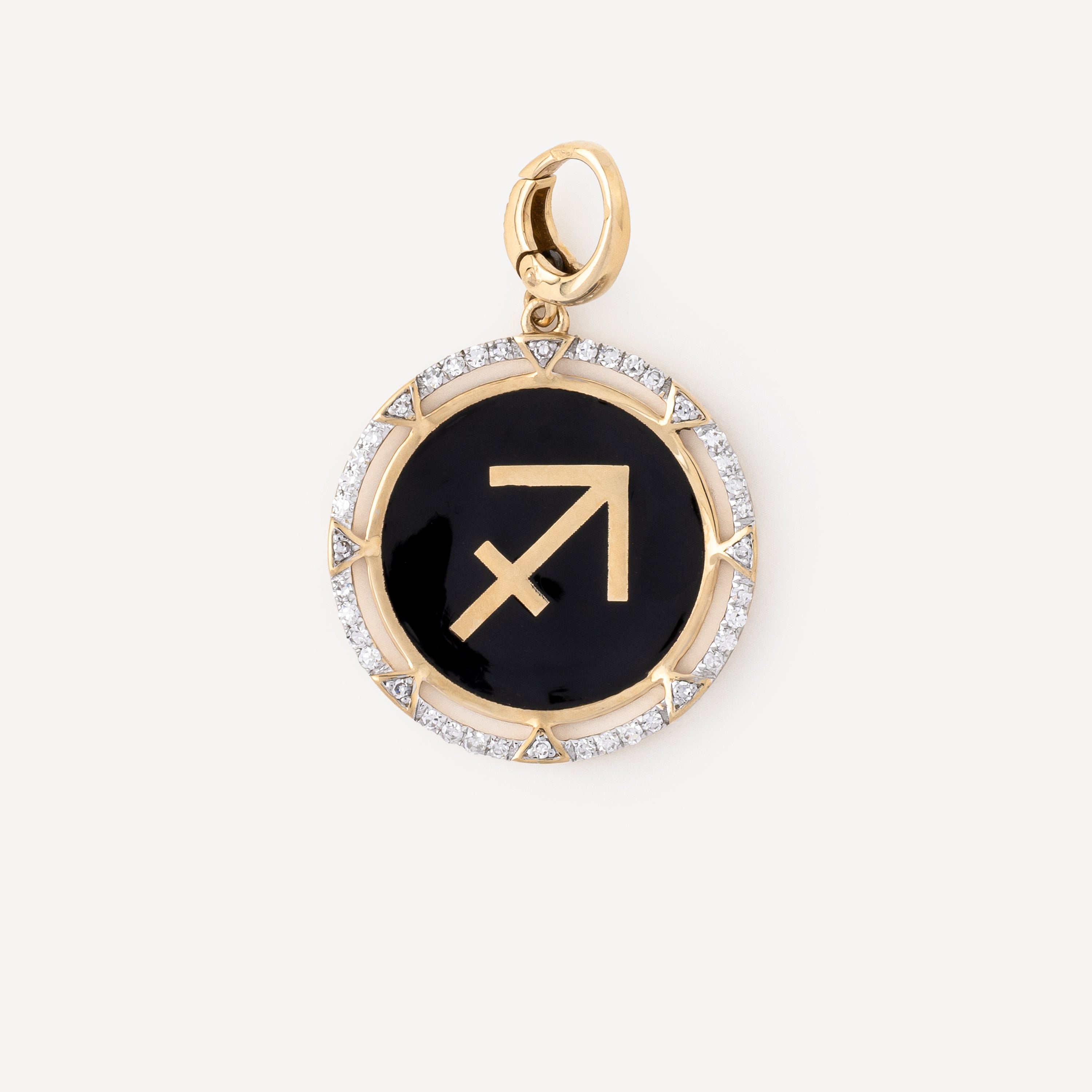 Charm Round Sagittarius Noir Diamants Or