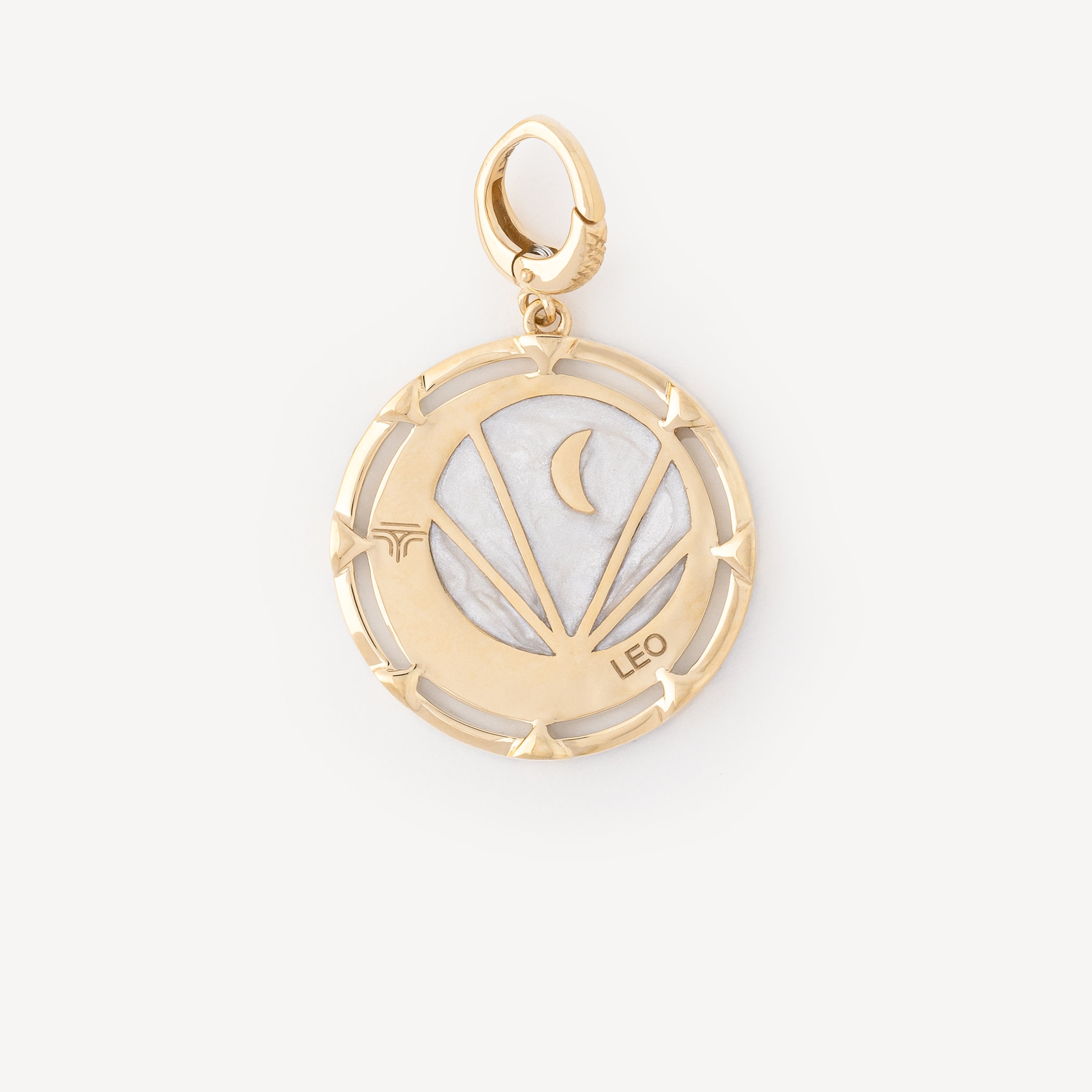 Charm Round Leo Blanc Diamants Or