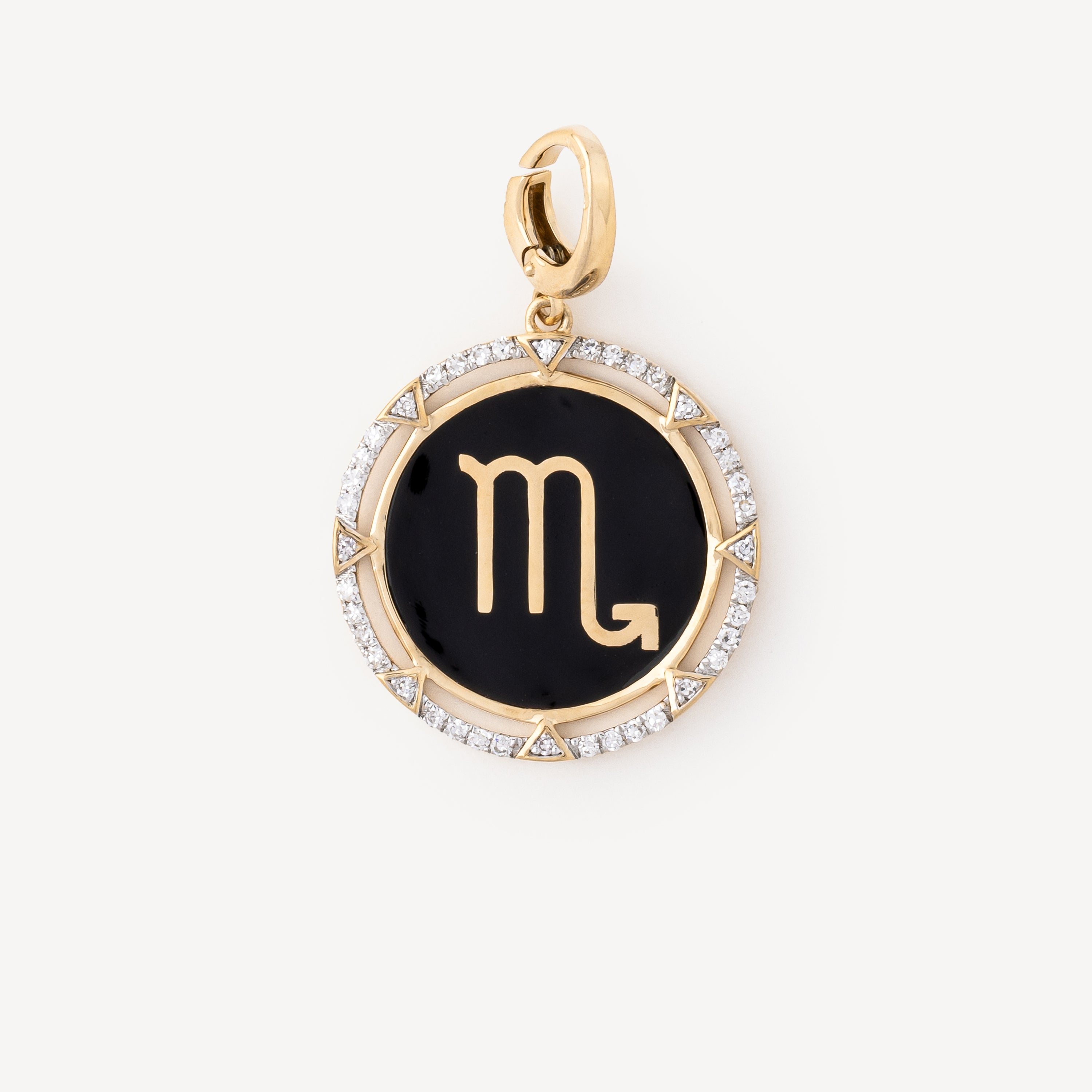 Charm Round Scorpio Noir Diamants Or