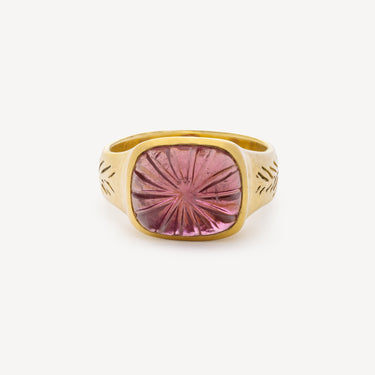 Bague Carved Pink Tourmaline Olive Branch