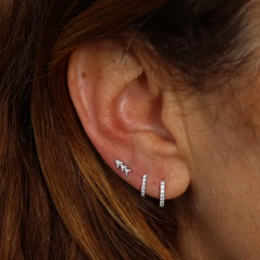 Boucle d'oreille Triple Arrow Or Blanc