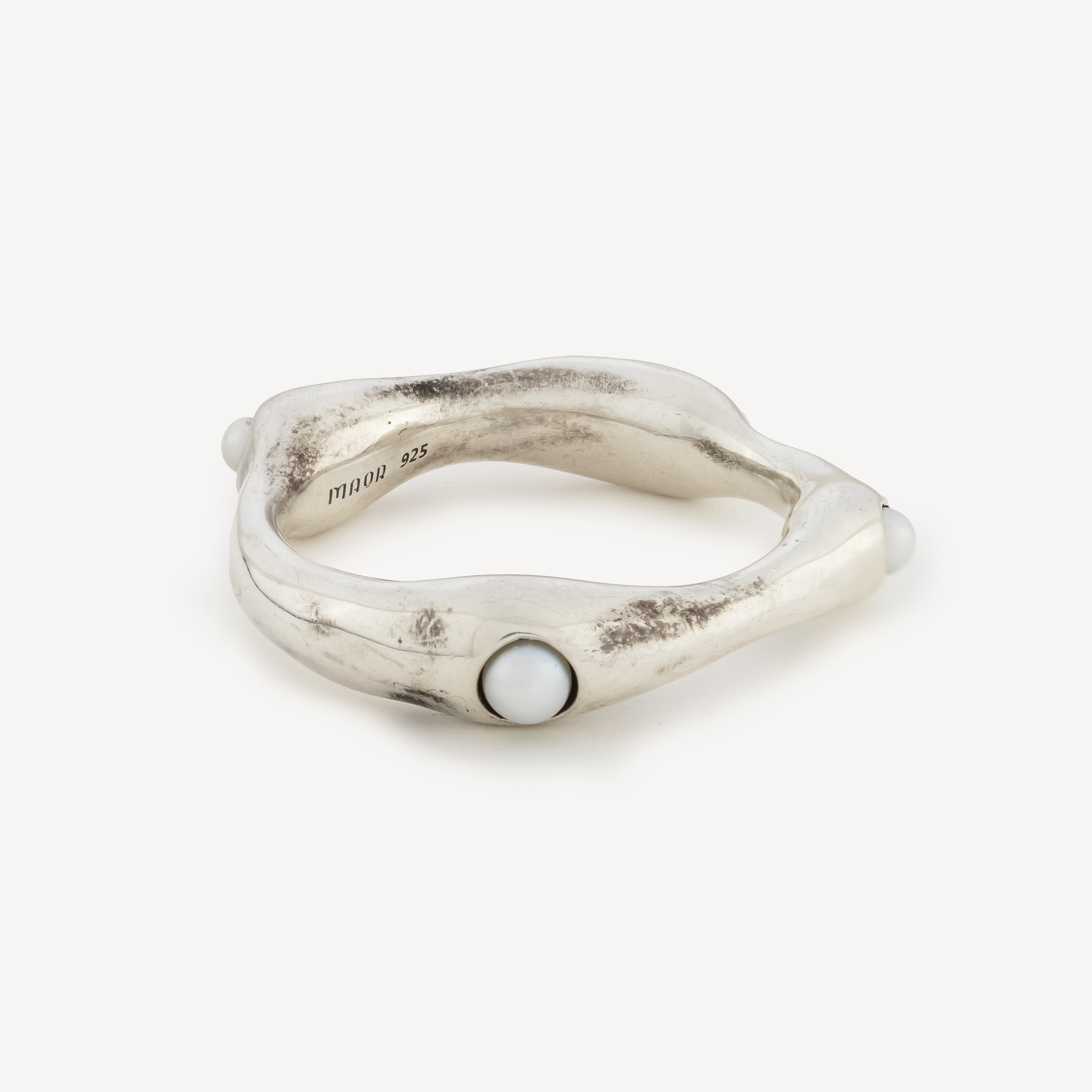 White Pearl Chain Ring