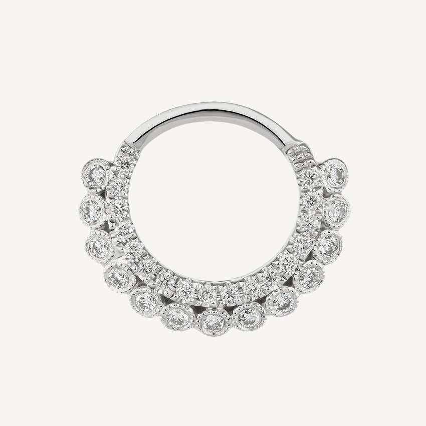 Créole 8mm Diamond Apsara Or Blanc