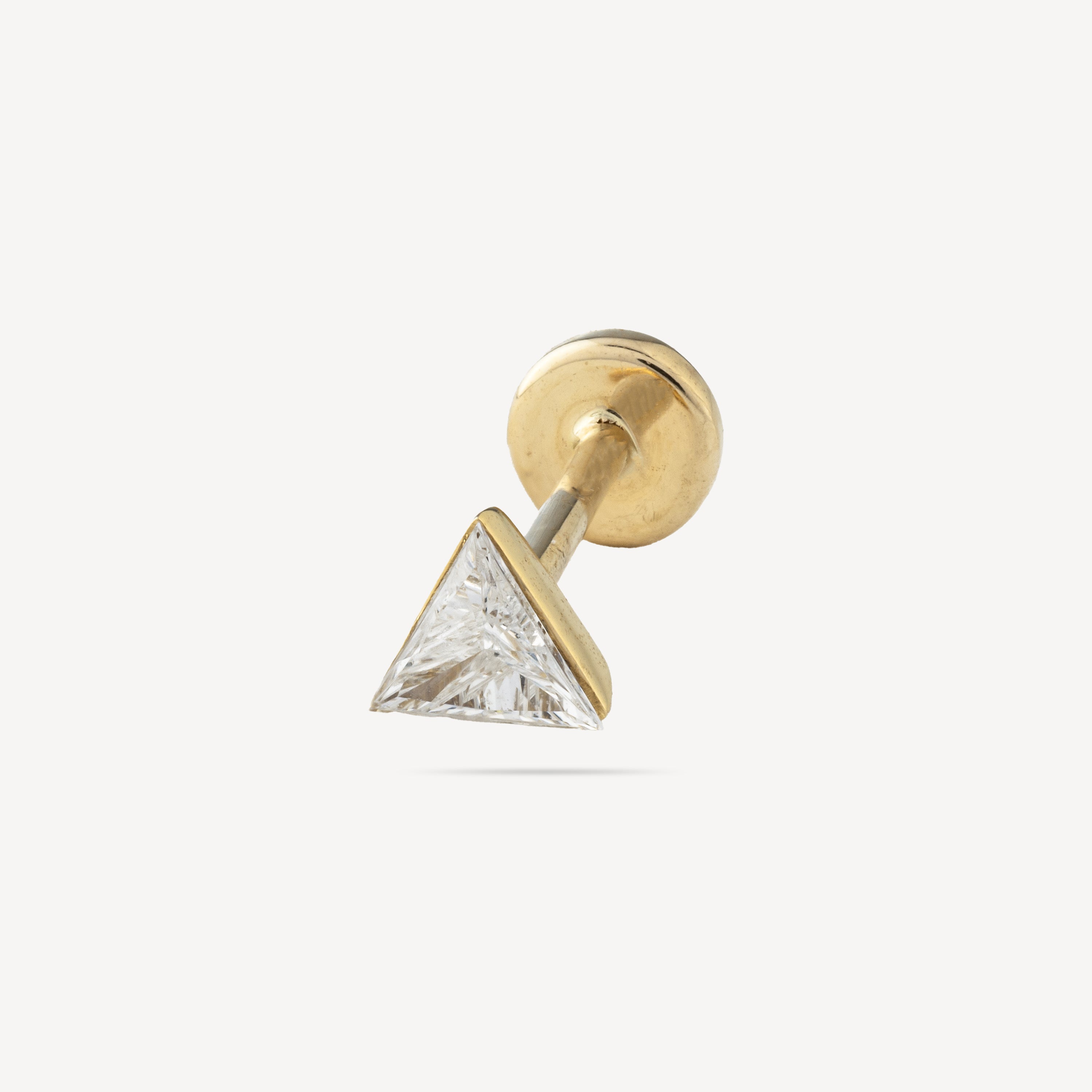 Stud 4mm Triangle Diamond Yellow Gold