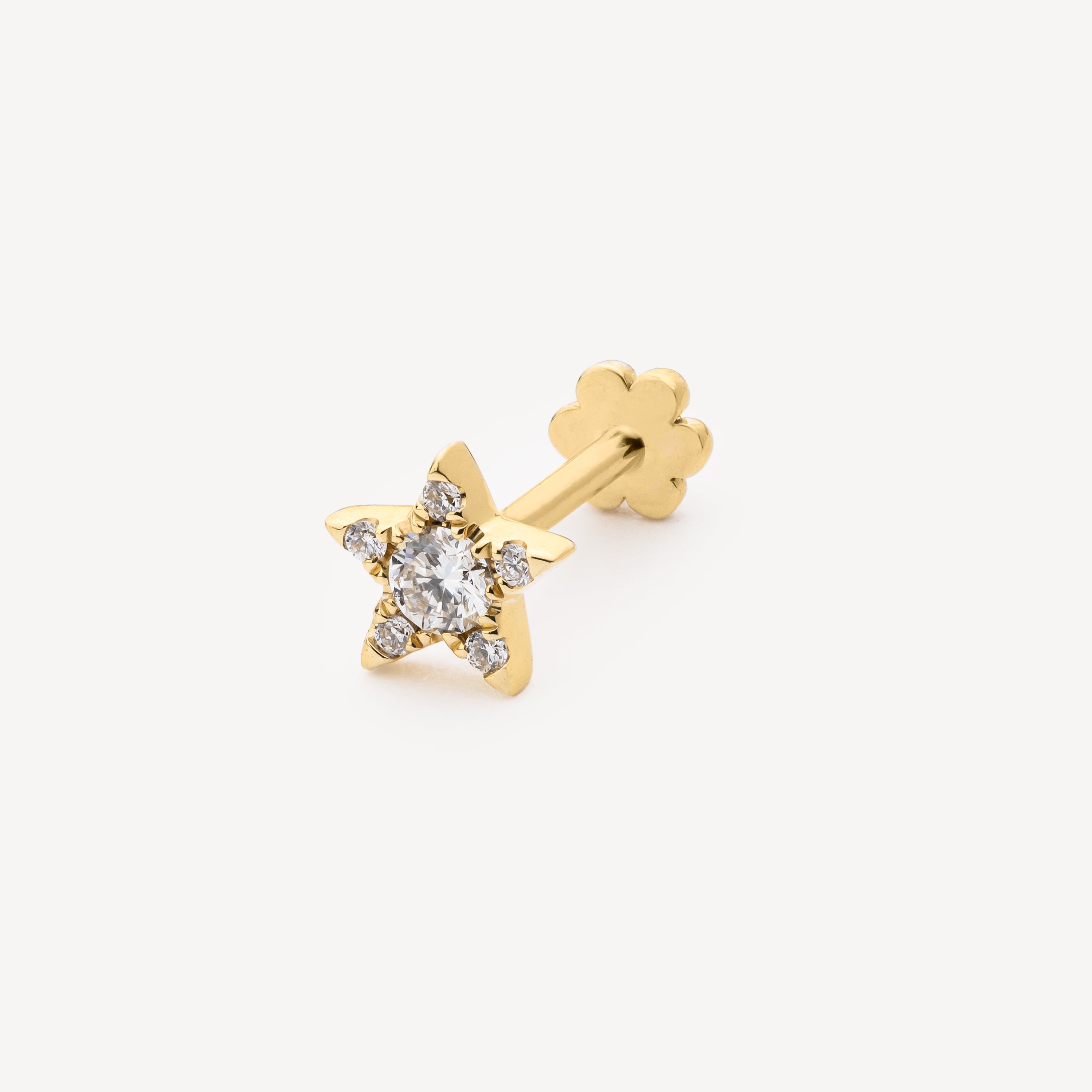 Boucle d'Oreilles Diamond Star Threaded Stud Yellow Gold