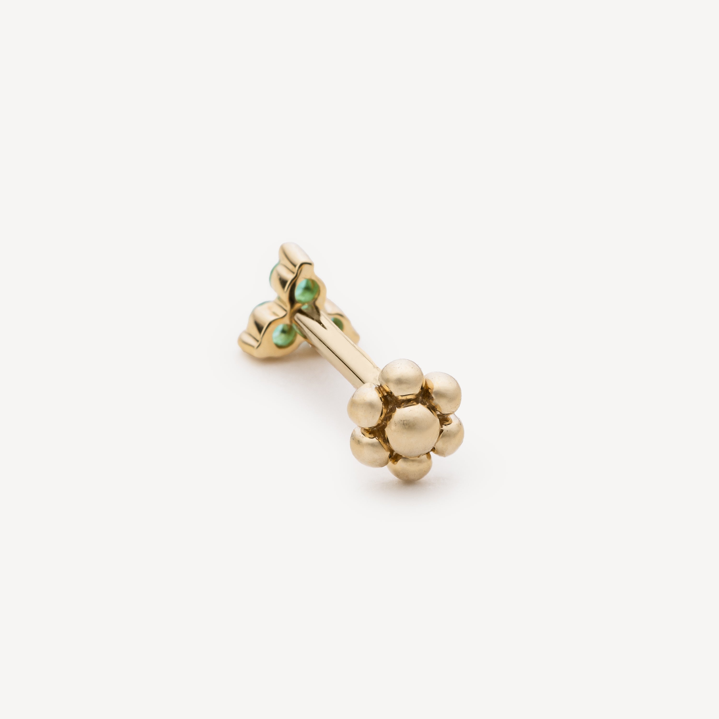 Boucle d'Oreille Emerald Trinity Threaded Stud Yellow Gold