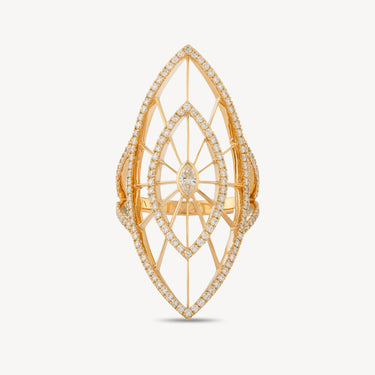 Ardente Ring Yellow Gold Navette Diamonds