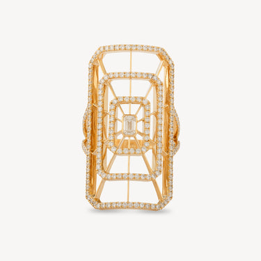 Bague Ardente Rectangle Or jaune Diamants