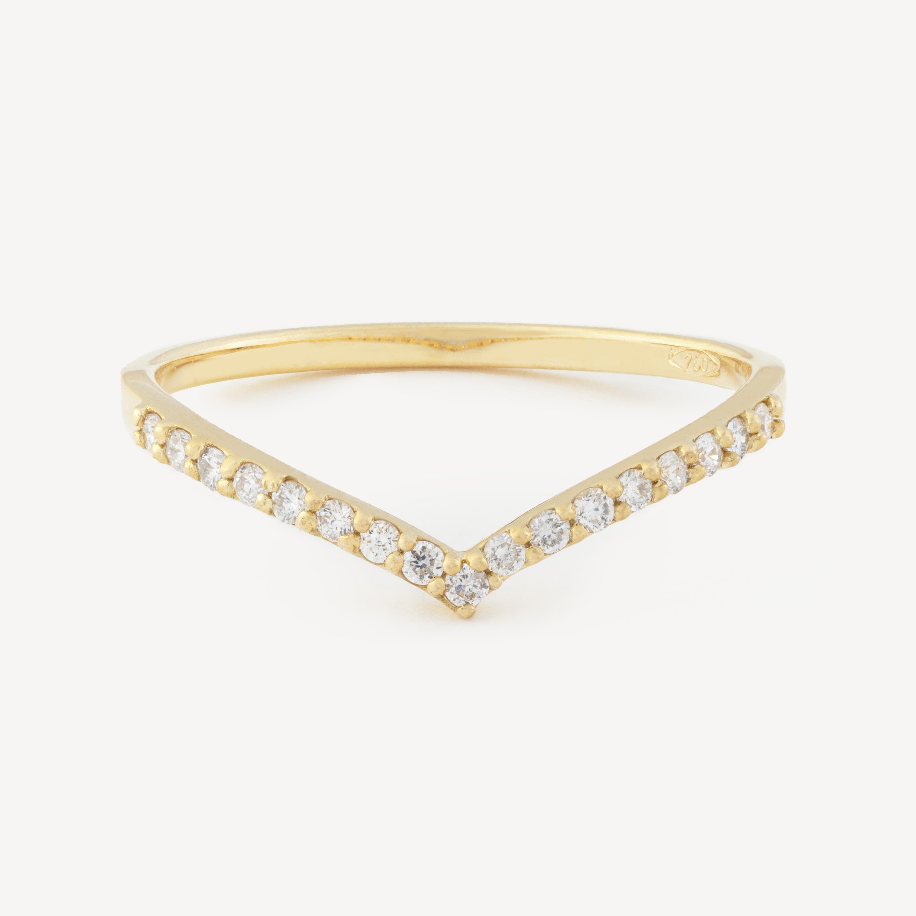 Gelbgold-Pavé-Diamant-V-Band-Ring