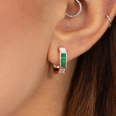 Boucle d'oreille White Enamel Whatever Bold Emerald