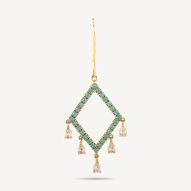 Boucle Oreille Dormeuse Losange Turquoise Diamant