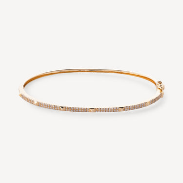 Fine Rigid Bracelet in Yellow Gold and Diamonds