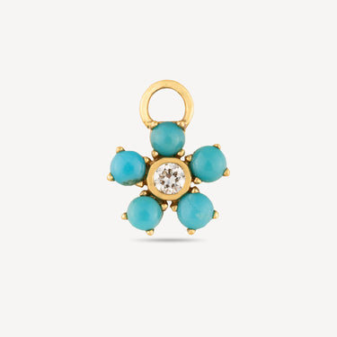 Charm Or Jaune Fleur Turquoise Diamant