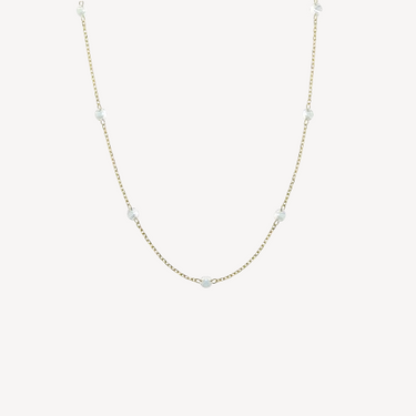 9 Diamonds Encrusted 3mm Yellow Gold Necklace 