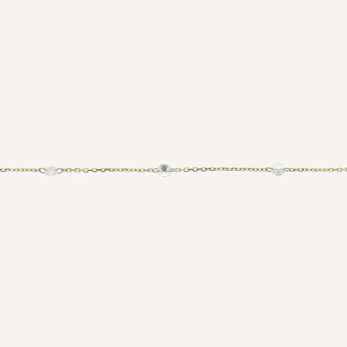 9 Diamonds Encrusted 3mm Yellow Gold Necklace 