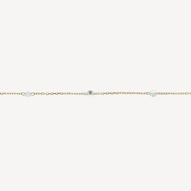 9 Diamonds Encrusted 3mm Yellow Gold Necklace 