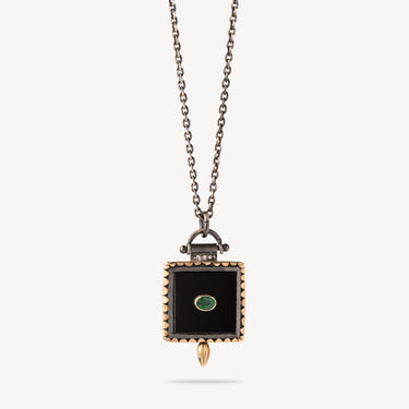 Collier cuadro onyx et emeraude