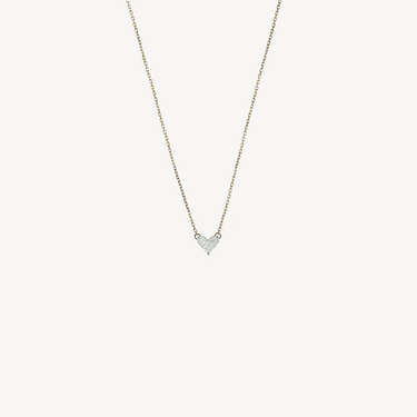 Small Yellow Gold Heart Diamond Necklace