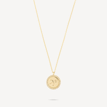 Zodiac Sagittarius medallion necklace with diamonds