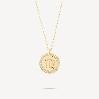 Zodiac Virgo medal necklace with diamonds