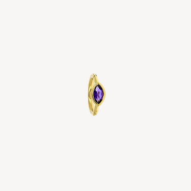 Kreolisches Piercing 6,5 mm Amethyst Marquise 3 x 2 mm Gelbgold