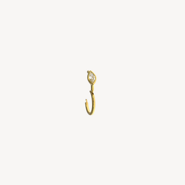 6.5mm Diamond Marquise 3x2mm Yellow Gold Hoop