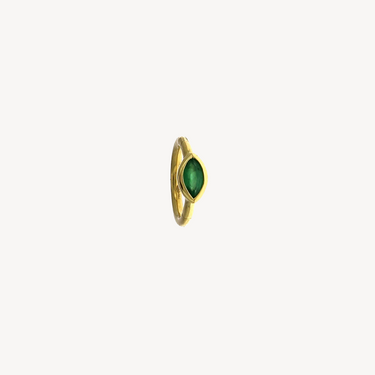 6.5mm Marquise Emerald 3x2mm Yellow Gold Hoop