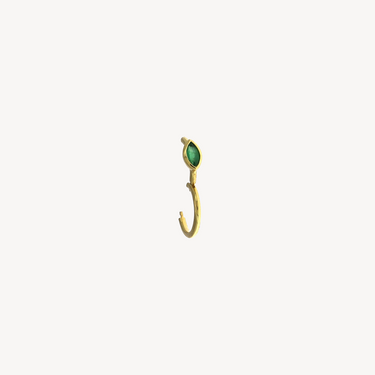 Piercing Créole 6.5mm Emeraude Marquise 3x2mm Or Jaune