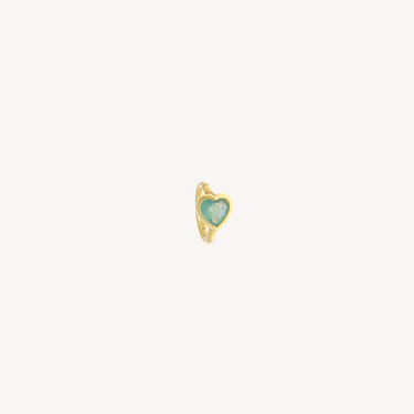 Earring Piercing 6.5mm Yellow Gold Emerald Heart