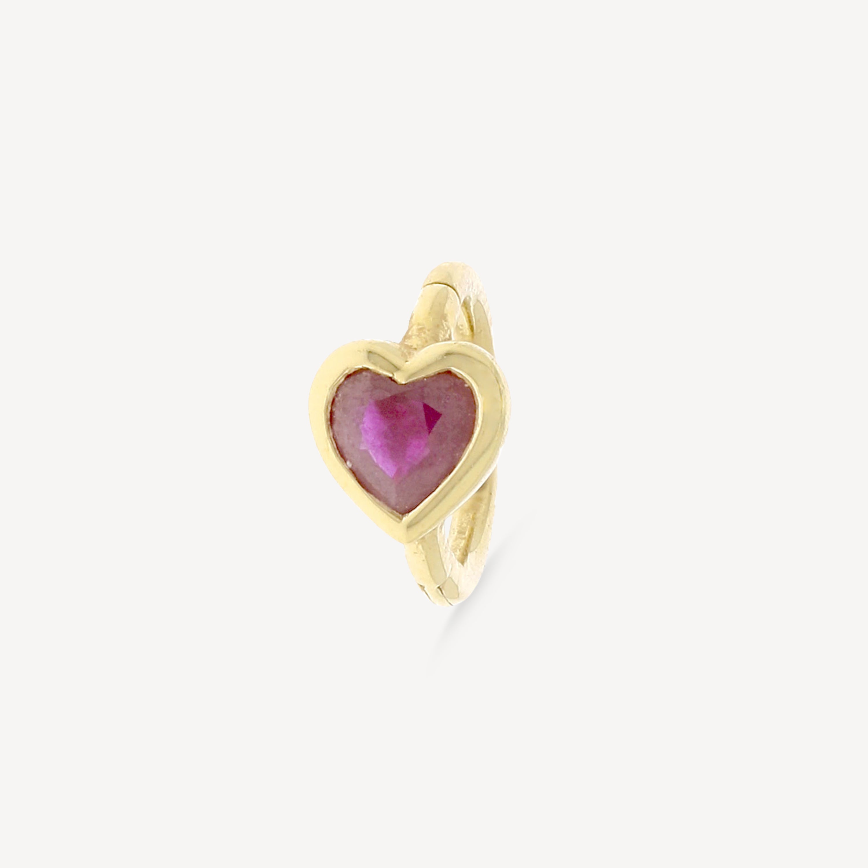 Hoop Piercing 6.5mm Yellow Gold Ruby Heart