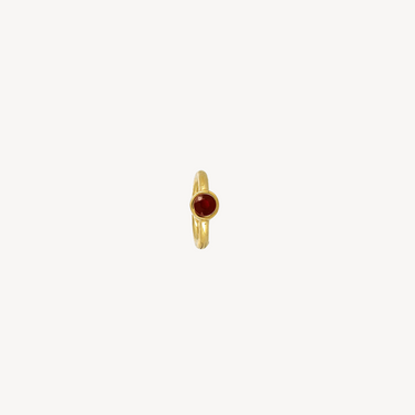 Creolenpiercing 6,5 mm Gelbgold Rubin 2,5 mm