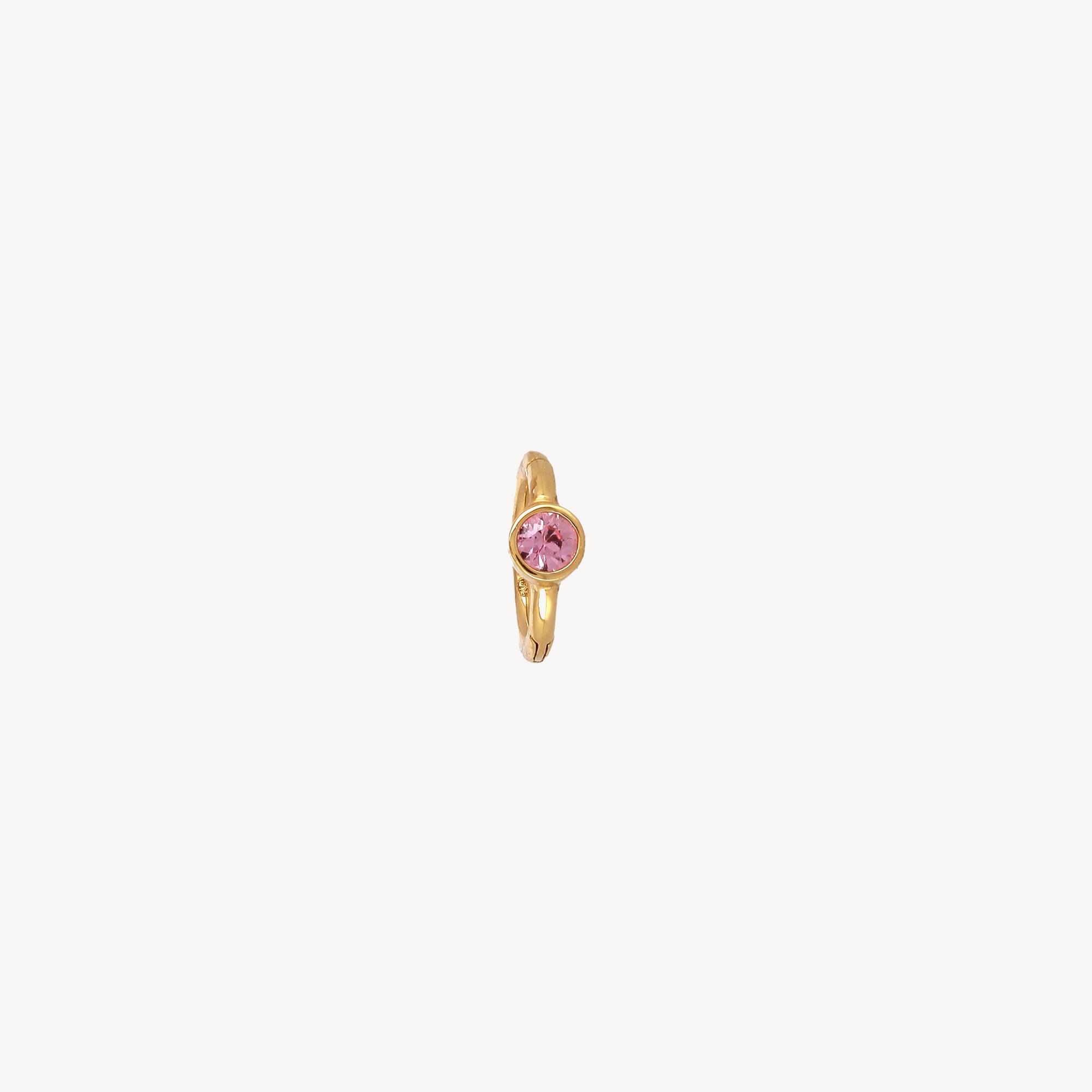 Piercing Créole 6.5mm Or Jaune Saphir Rose 2.5mm