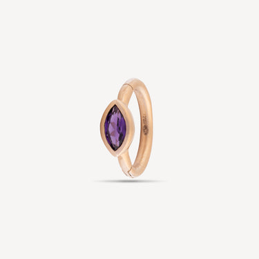 Kreolisches Piercing, 6,5 mm, Roségold, Amethyst, Marquise, 3 x 2 mm