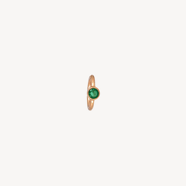 6.5mm Rose Gold Emerald 2.5mm Hoop