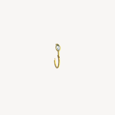 6.5mm Marquise Blue Topaz 3x2mm Yellow Gold Hoop