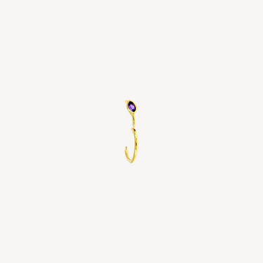 Kreolisches Piercing, 8 mm, Amethyst, Marquise, 3 x 2 mm, Gelbgold