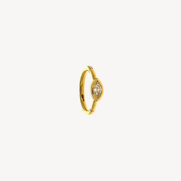 8mm Diamond Marquise 3x2mm Yellow Gold Hoop