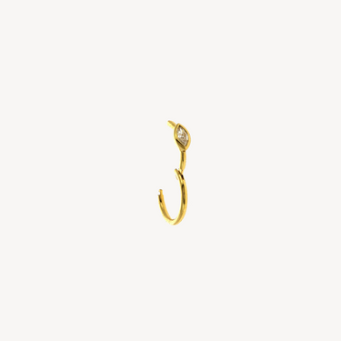 8mm Diamond Marquise 3x2mm Yellow Gold Hoop