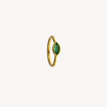 8mm Marquise Emerald 3x2mm Yellow Gold Hoop