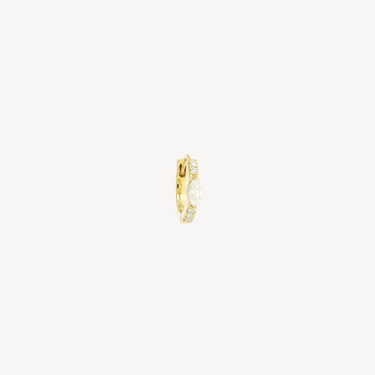 8mm Marquise 4.5mm Half Paved Yellow Gold Hoop