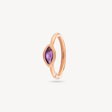 Kreolisches Piercing, 8 mm, Roségold, Marquise-Amethyst