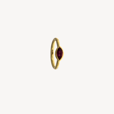 8mm Marquise Ruby 3x2mm Yellow Gold Hoop