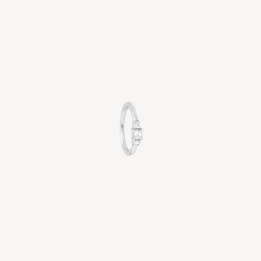 9.5mm Princess 2x2mm Diamonds White Gold Hoop