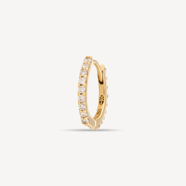 Yellow Gold Full Paved Diamond Hoop Earrings