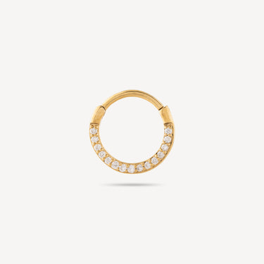 Yellow Gold Flat Hoop Piercing Diamond Line